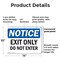 Signmission Exit Only Do Not Enter OSHA Notice Sign, Plastic, 14in W x 10in L, 2PK OS-2PACK-NS-P-1014-L-12222 - alternate 3